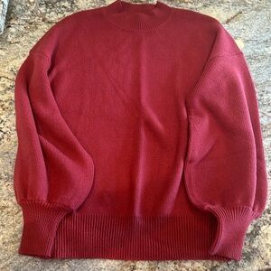 Women’s Casual Turtleneck Long Lantern Sleeve oversized ribbed knit pullover